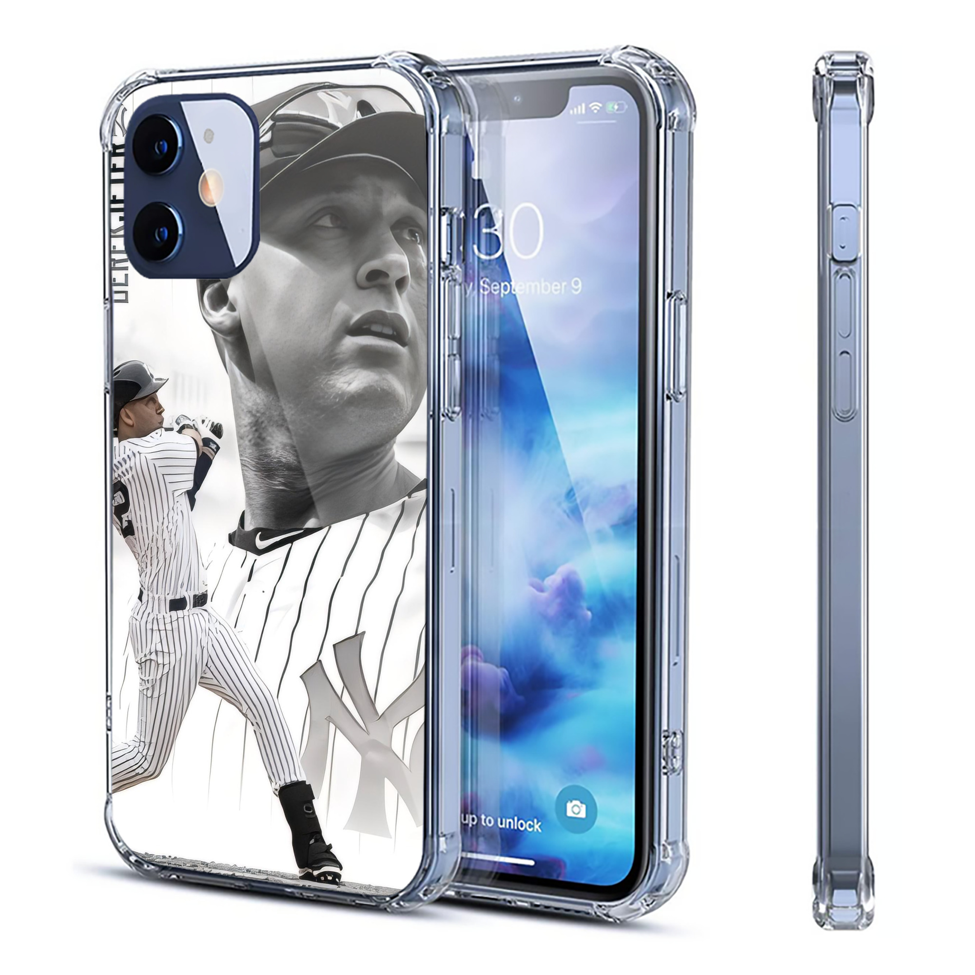 Derek Jeter 61 Clear IPhone 12 Case – Soft TPU With UV Print – Enhanced Drop Protection, Precise Fit, Anti-Fingerprint, Customizable Design, Scratch-Resistant, Yellow-Resistant